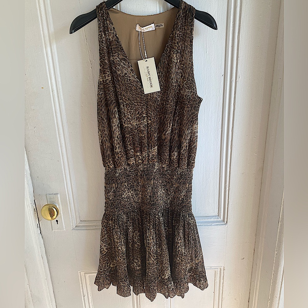 Ramy Brook Julieta Leopard Pleated Minidress Size XS
